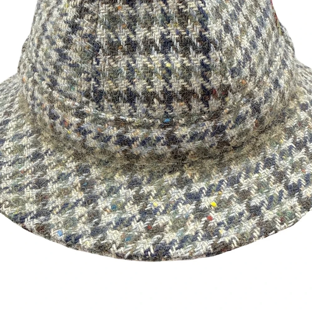 Donegal Irish Wool Hat Fedora Gray Tweed Houndstooth J.F. Maguire